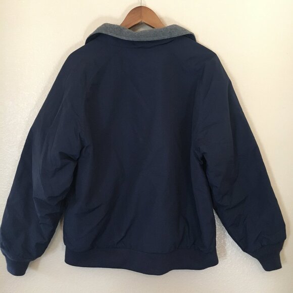 Vintage Lands End Coat M Polartec Navy Blue Fleece Lined Bomber Style - Picture 5 of 5